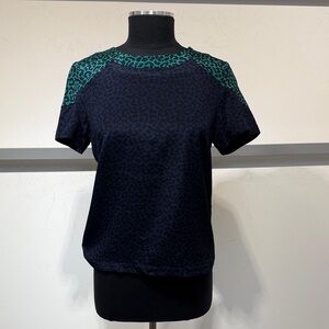 Sea New York Black and Green Leopard Print Top